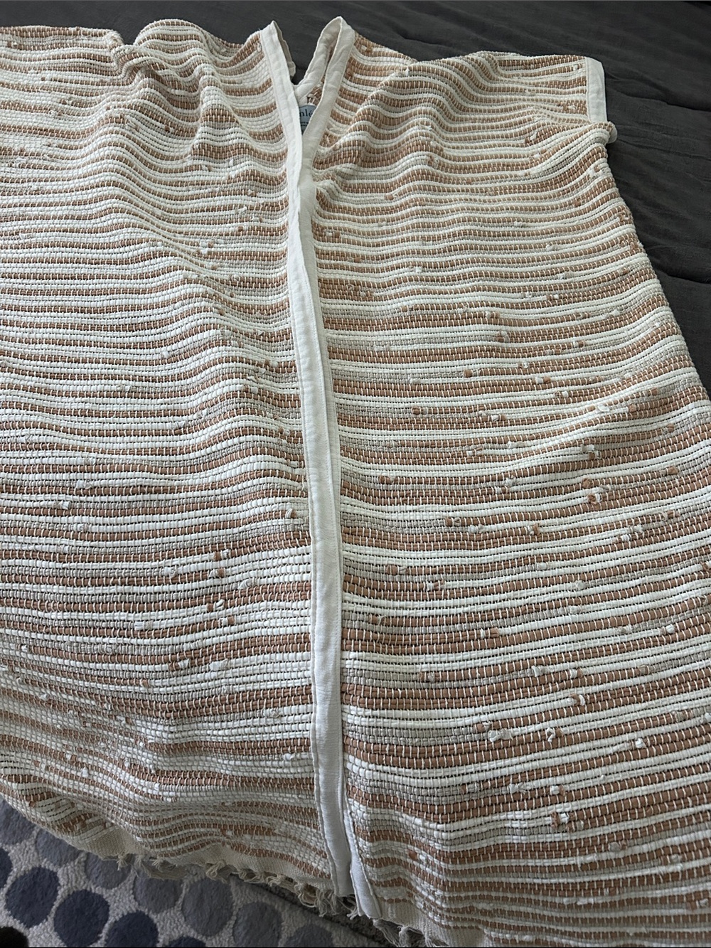 tonle Cream and Tan Striped Knit Open Cardigan